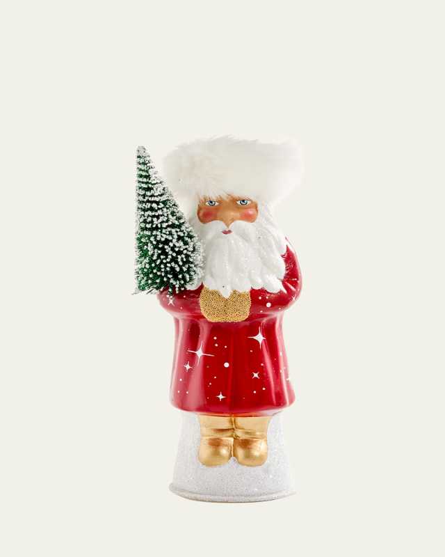 Starry Santa with Faux Fur Figurine